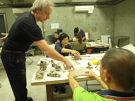 The artist, Kosmas Ballis was demonstrating how to make ceramics.