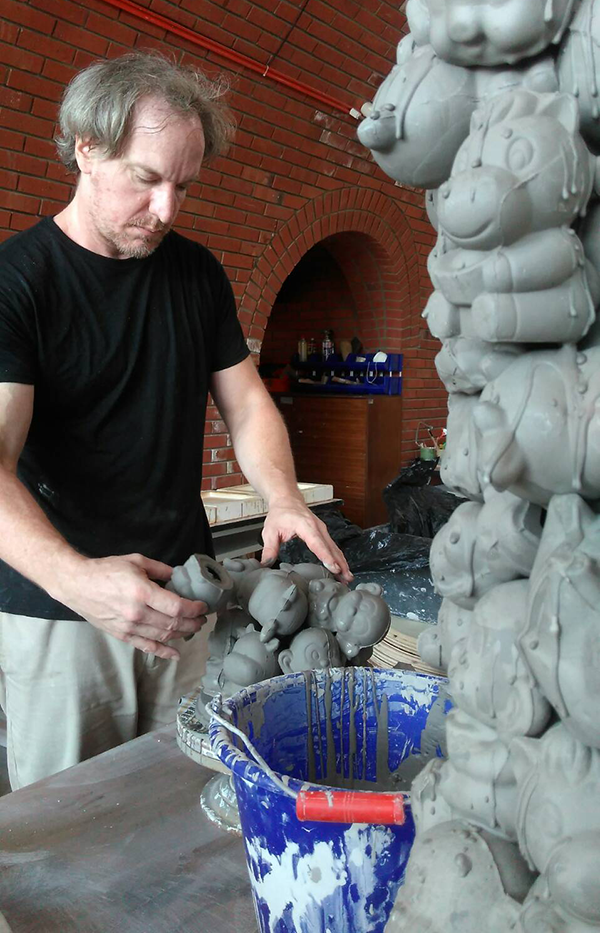 The artist, Kosmas Ballis was making ceramics.